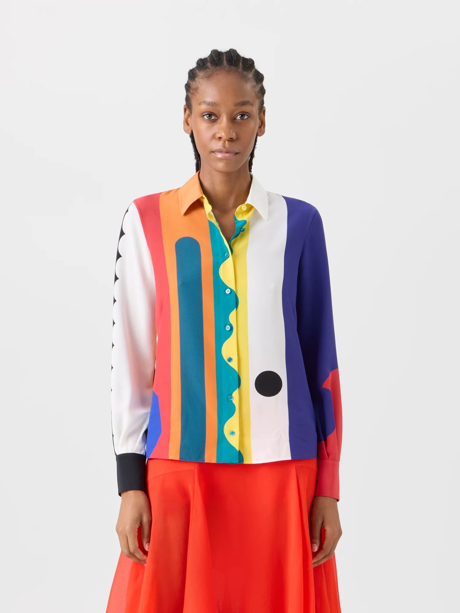 Silk Crêpe Blouse with Paravent Print - Image 2