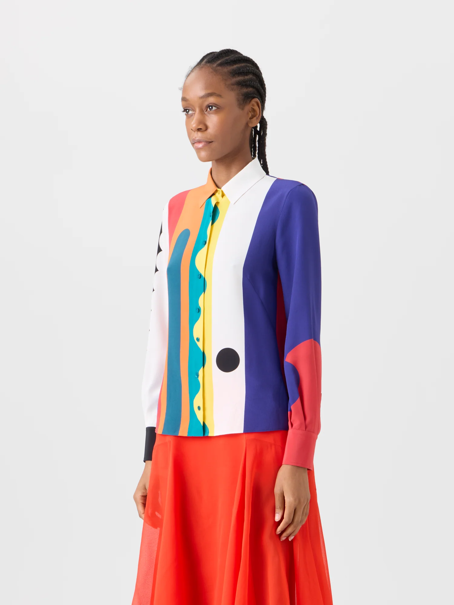 Silk Crêpe Blouse with Paravent Print - Image 4