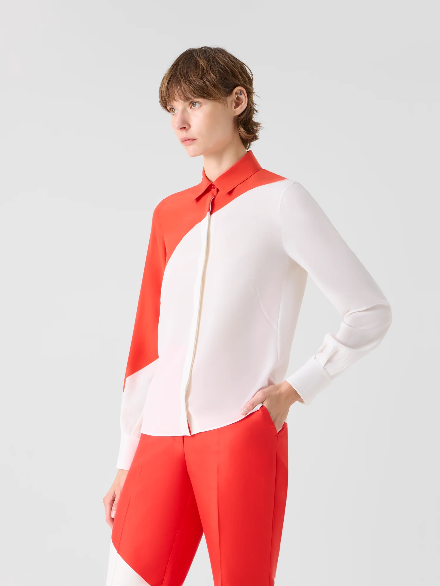 Silk Crêpe Blouse with Polygon Print - Image 3