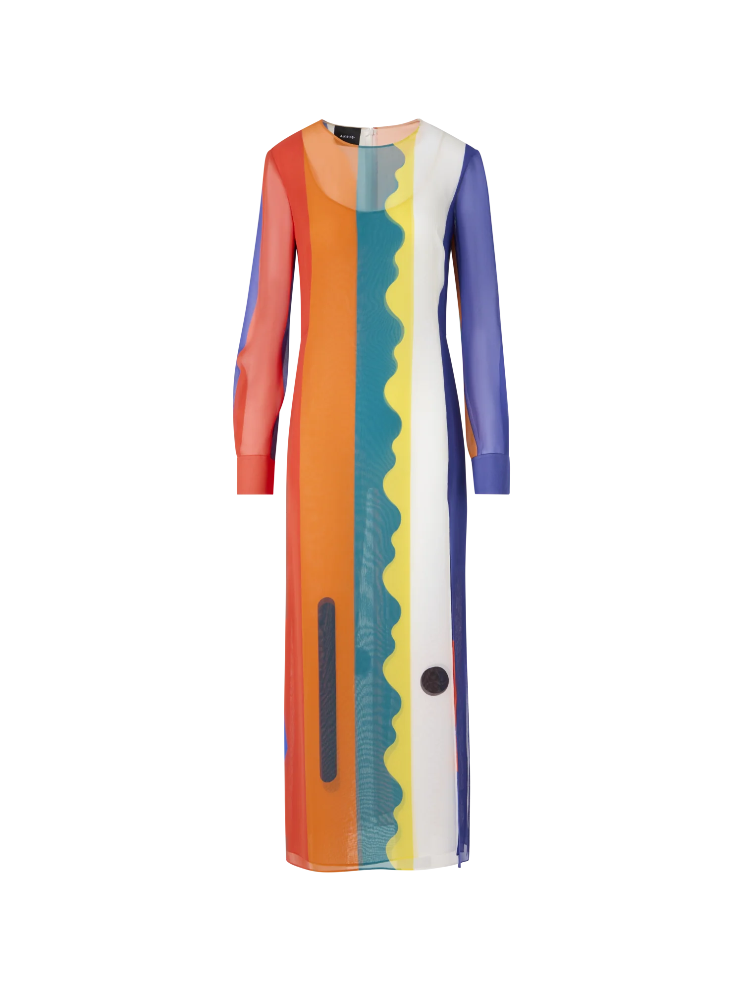 Silk Long Dress with Paravent Print