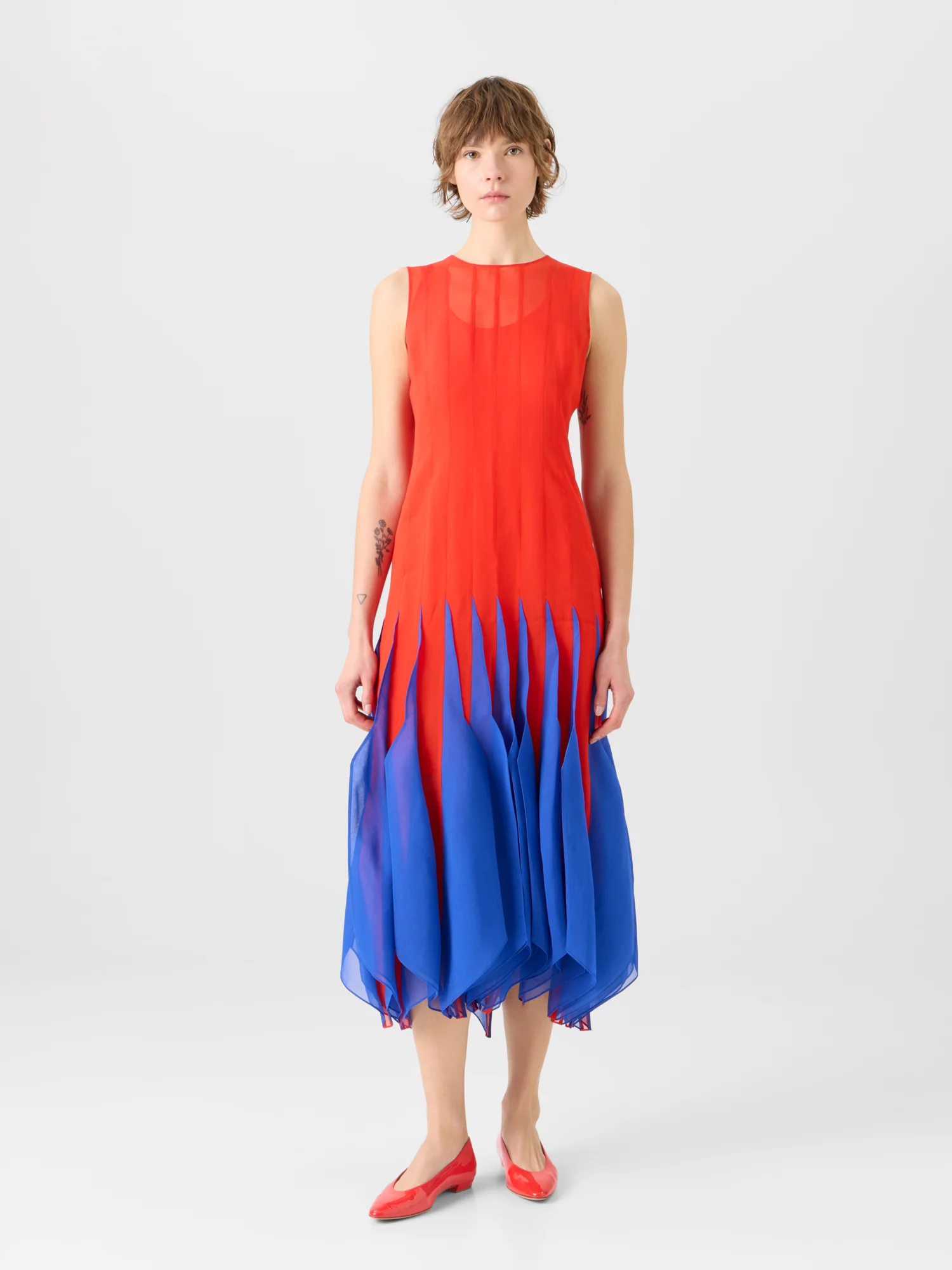Silk Midi Dress with High Plains Insets - Image 2