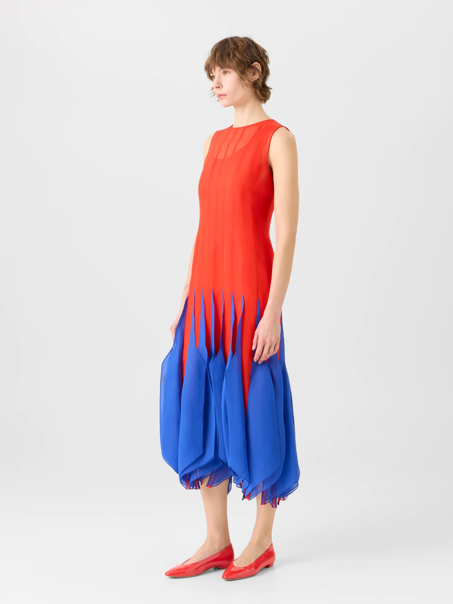 Silk Midi Dress with High Plains Insets - Image 9