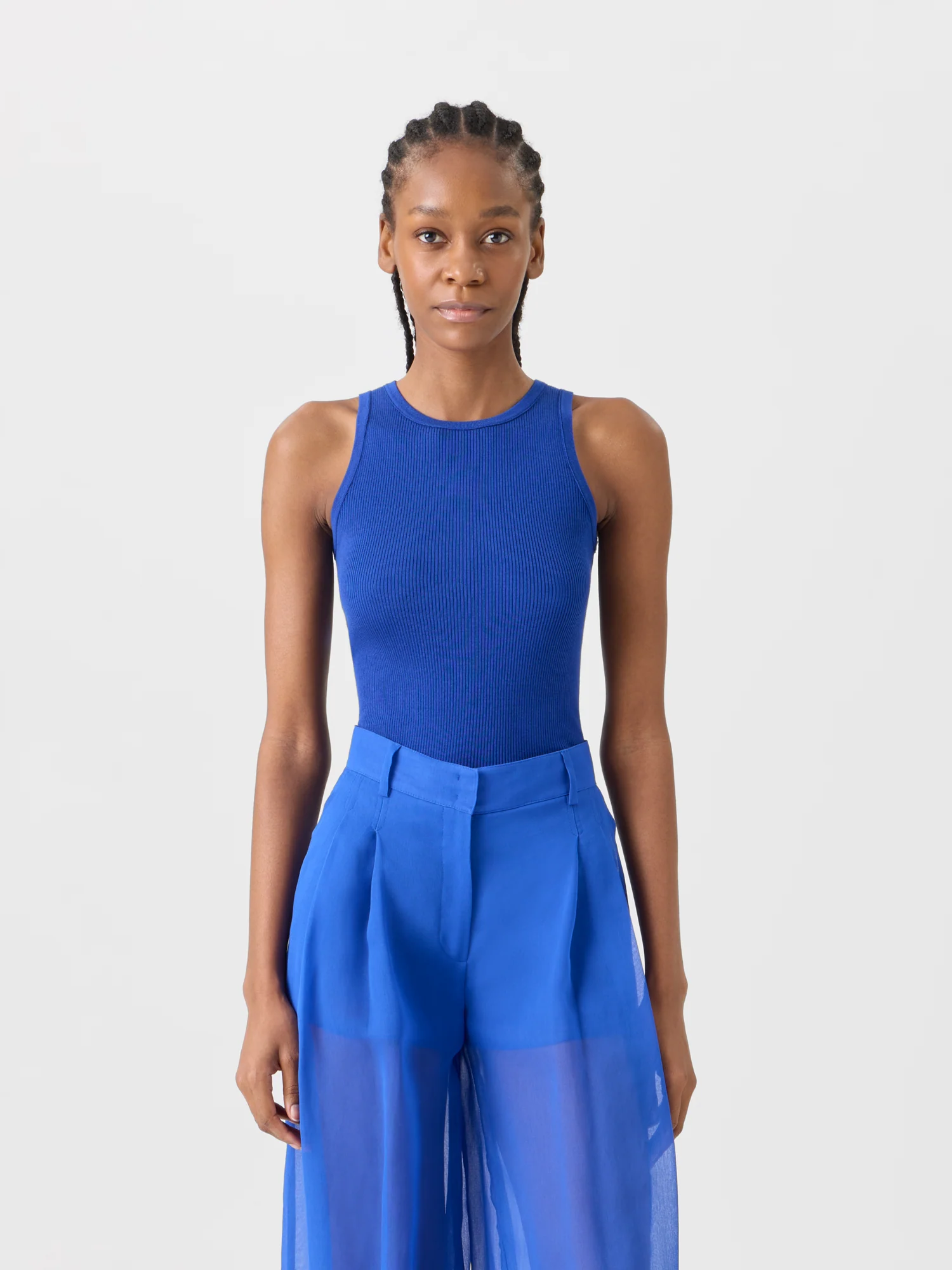 Sleeveless Ribbed Silk Knit Top - Image 2