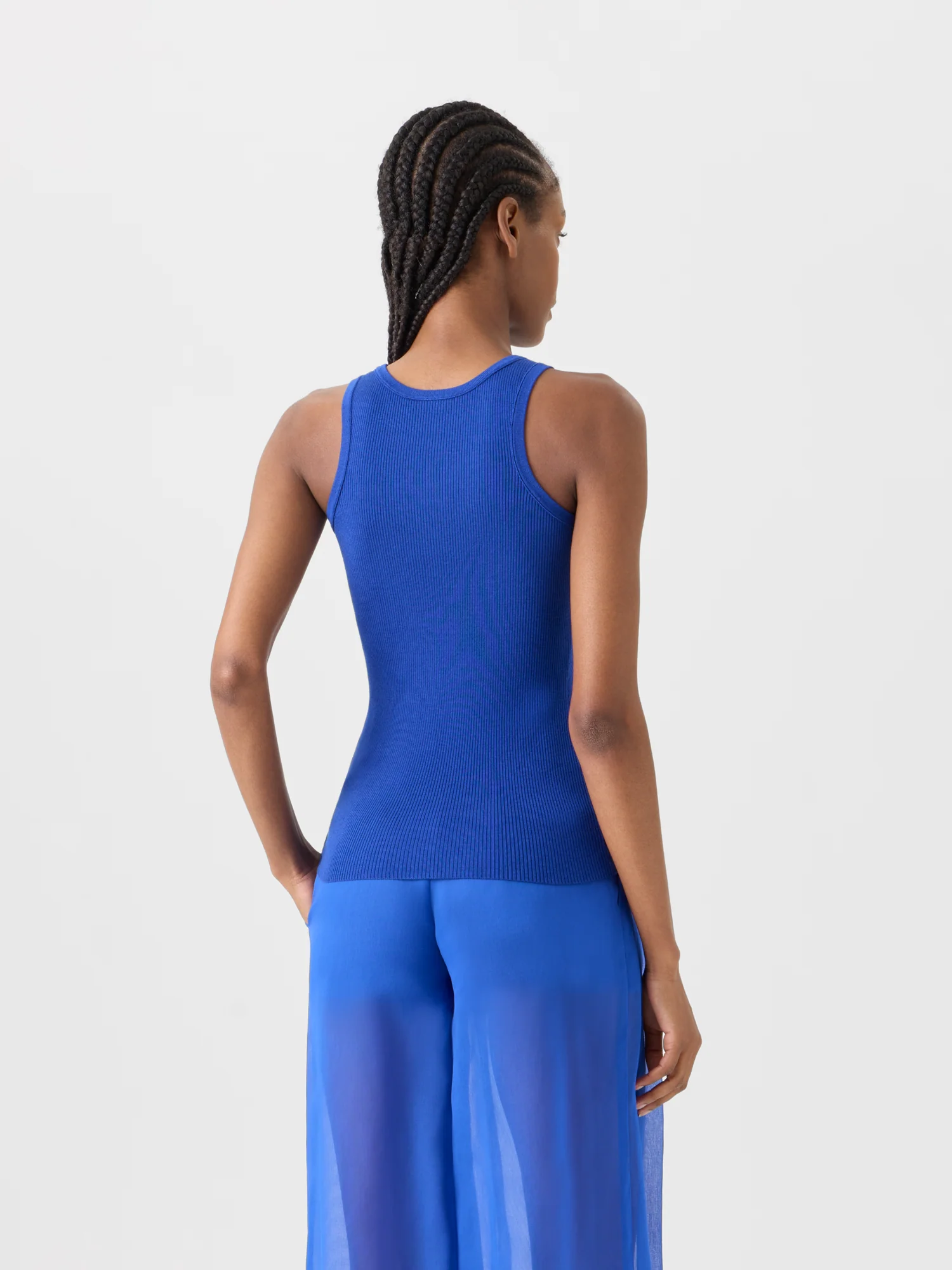 Sleeveless Ribbed Silk Knit Top - Image 6