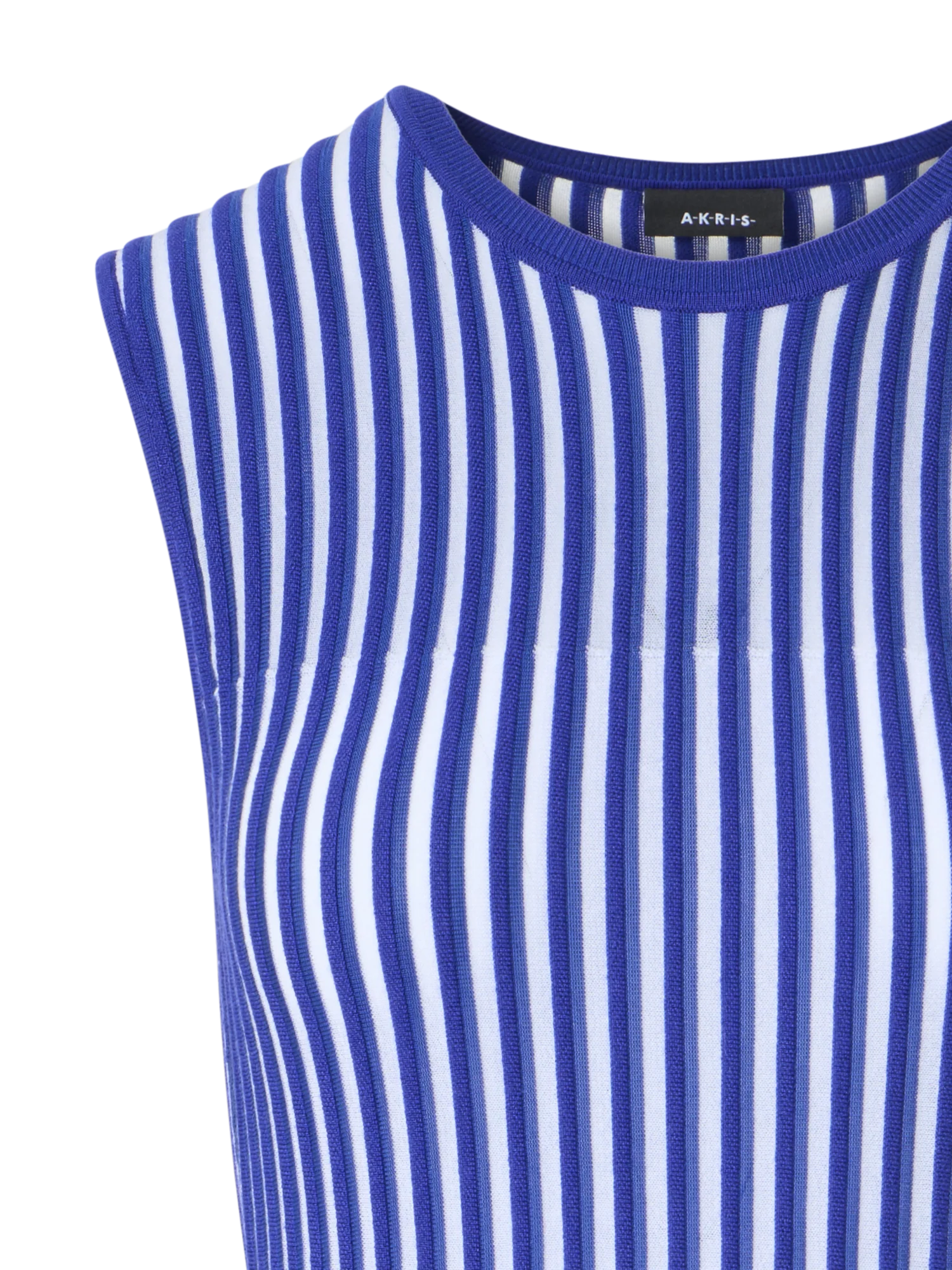 Two Tone Rib Knit Dress with Sheer Shoulders - Image 3