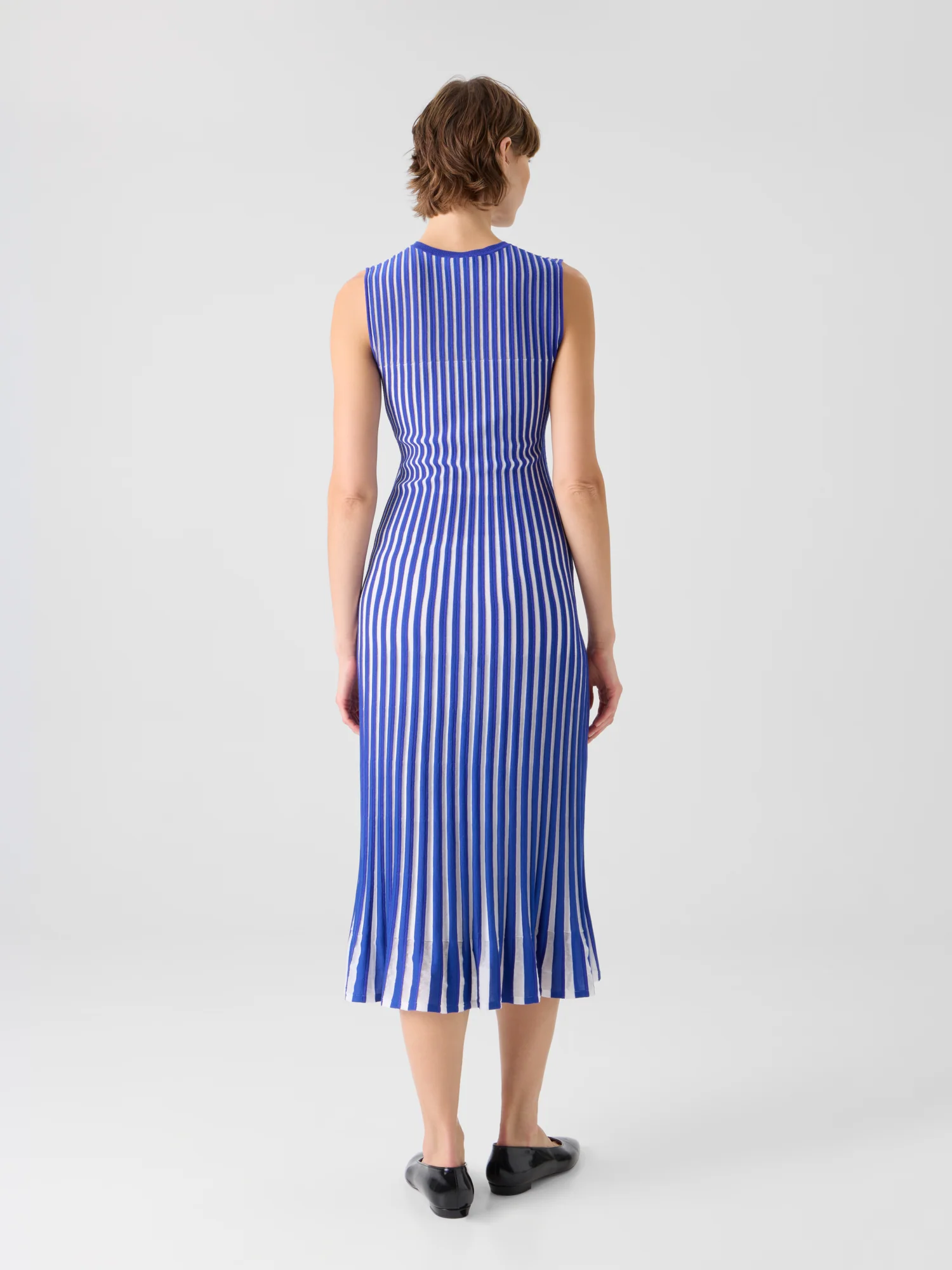 Two Tone Rib Knit Dress with Sheer Shoulders - Image 6