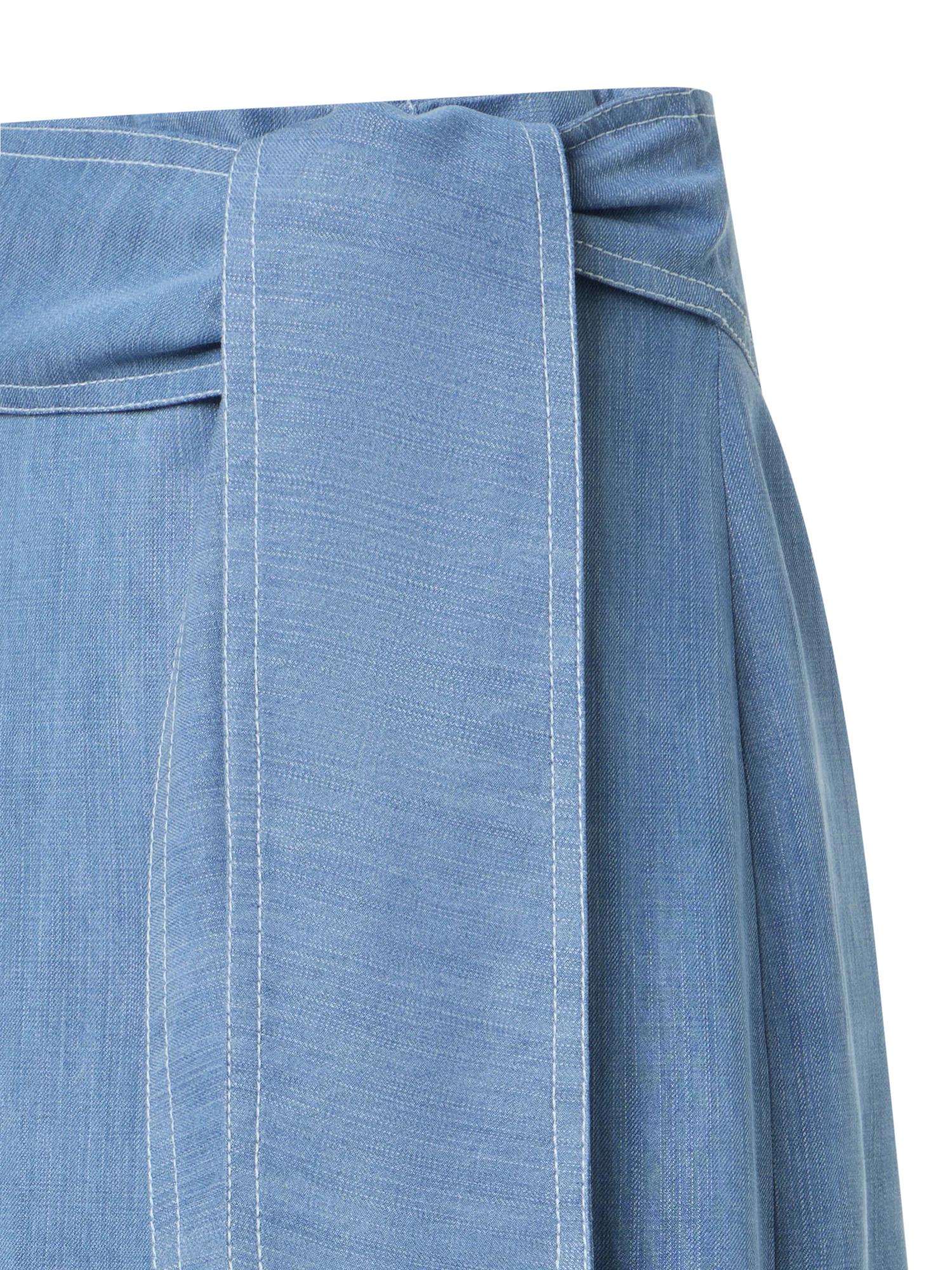 Wrap-Detail Viscose Denim Midi Pencil Skirt - Image 3