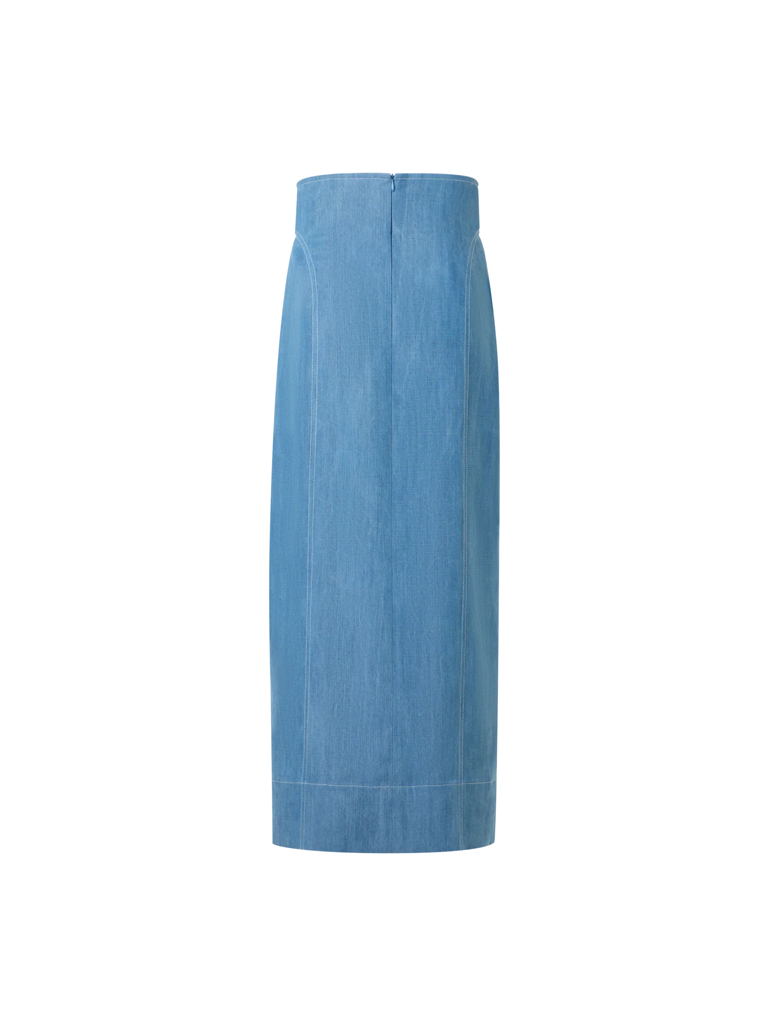 Wrap-Detail Viscose Denim Midi Pencil Skirt - Image 4