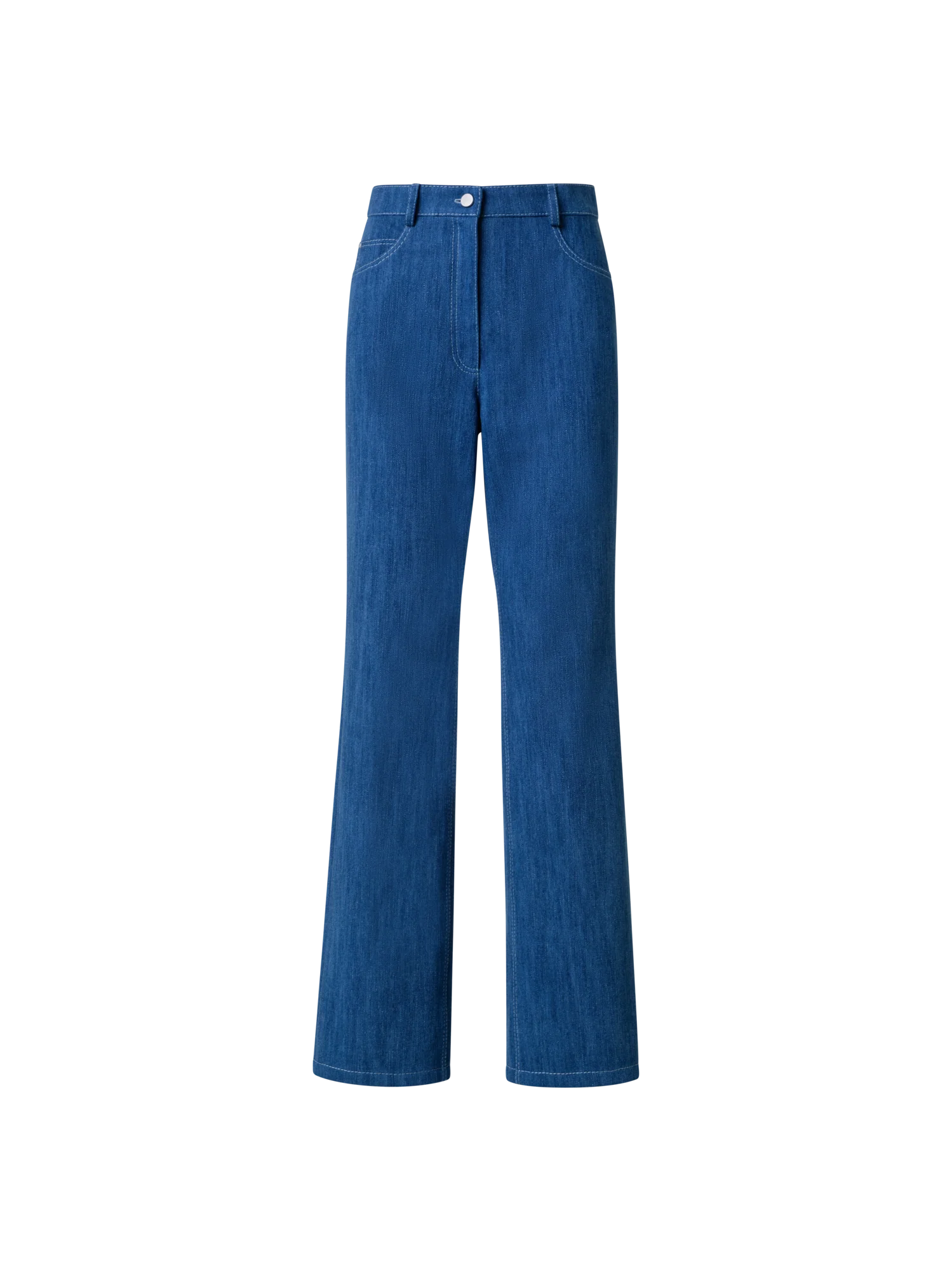 Straight Cotton Denim Stretch Pants