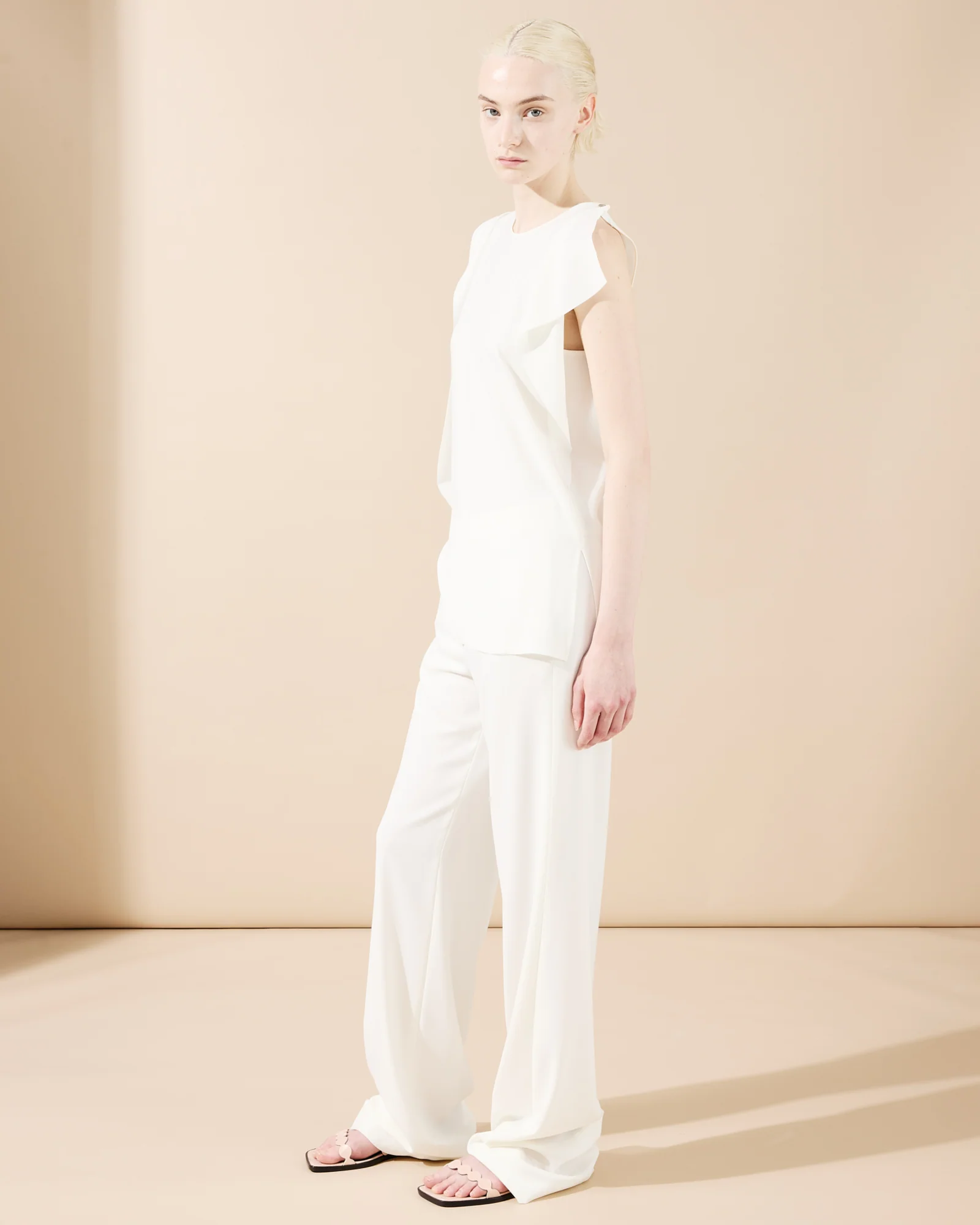 Straight Laser Cut Pants with Elastic Waist - Image 2
