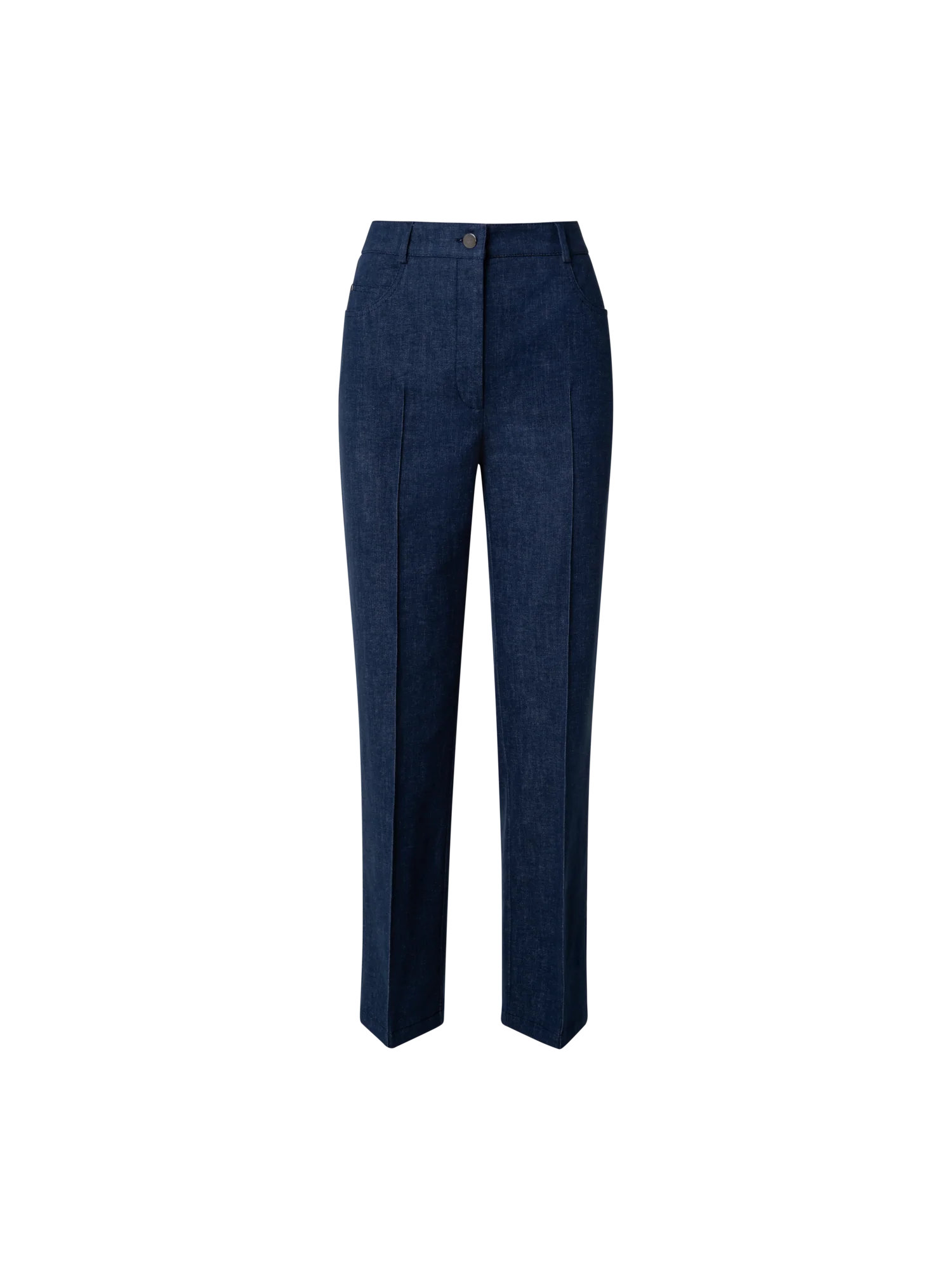 Cropped Straight Cotton Denim Stretch Pants