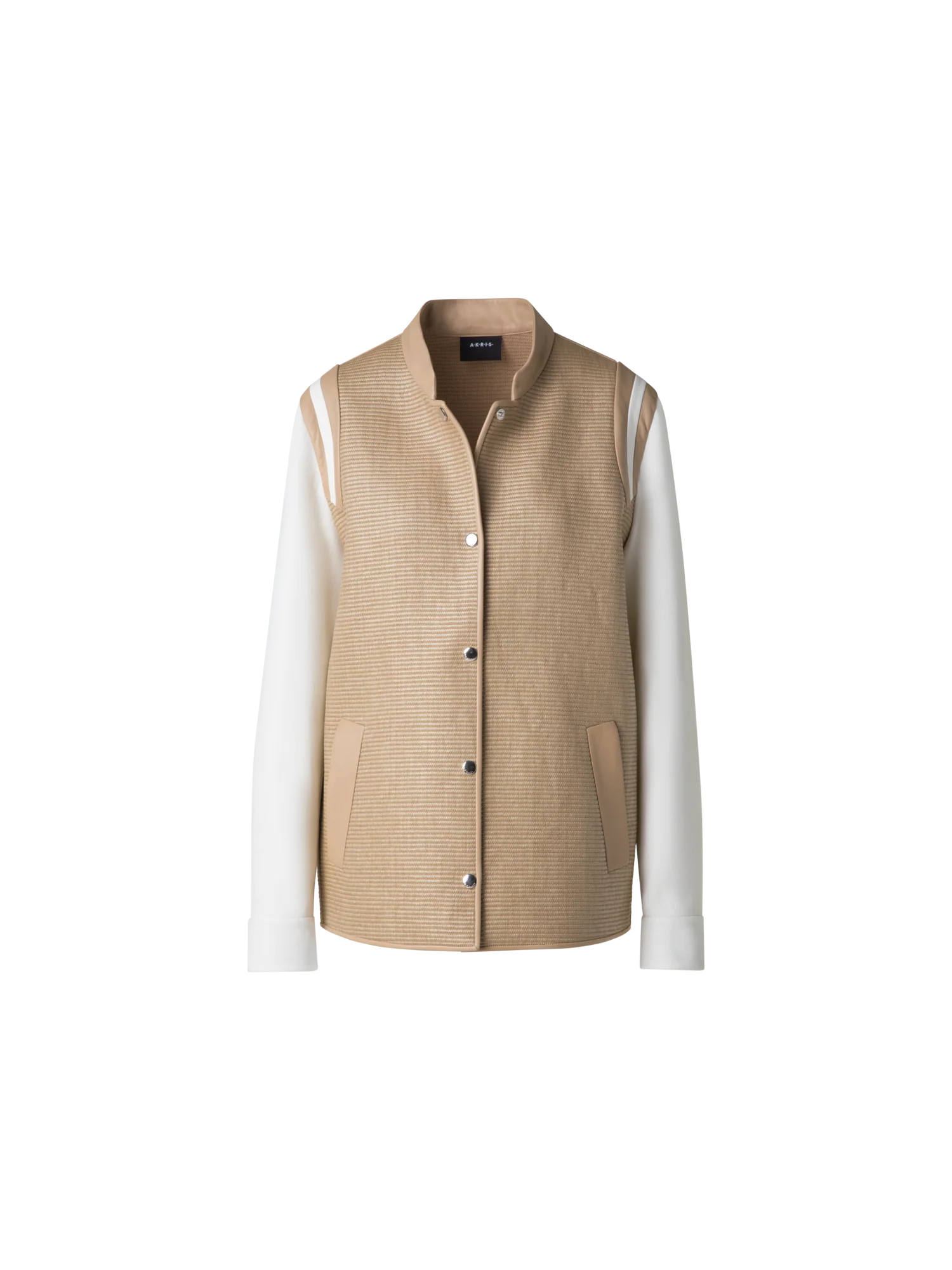Varsity Jacket in Cotton Raffia and Leather - Image 2