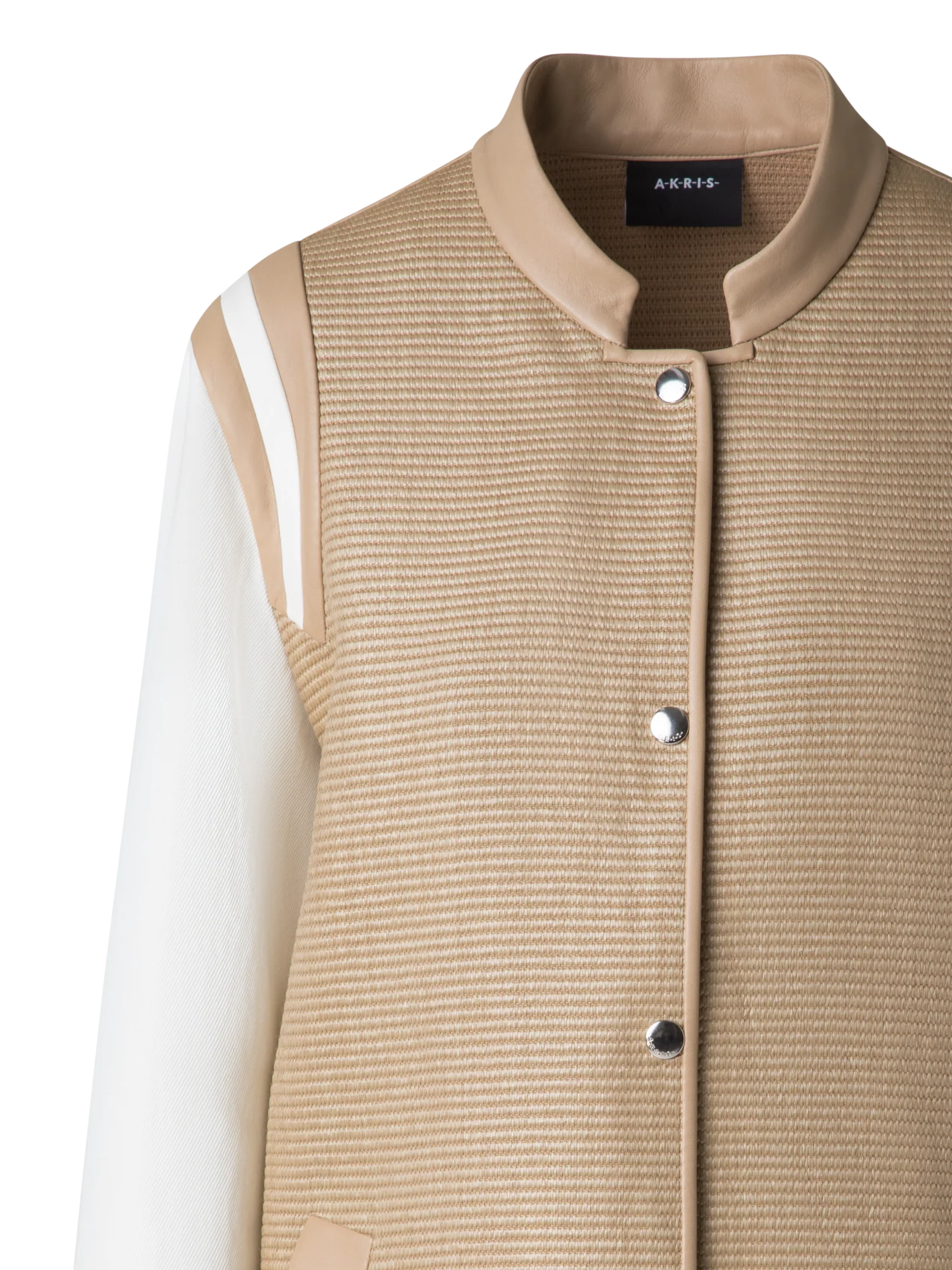 Varsity Jacket in Cotton Raffia and Leather - Image 4