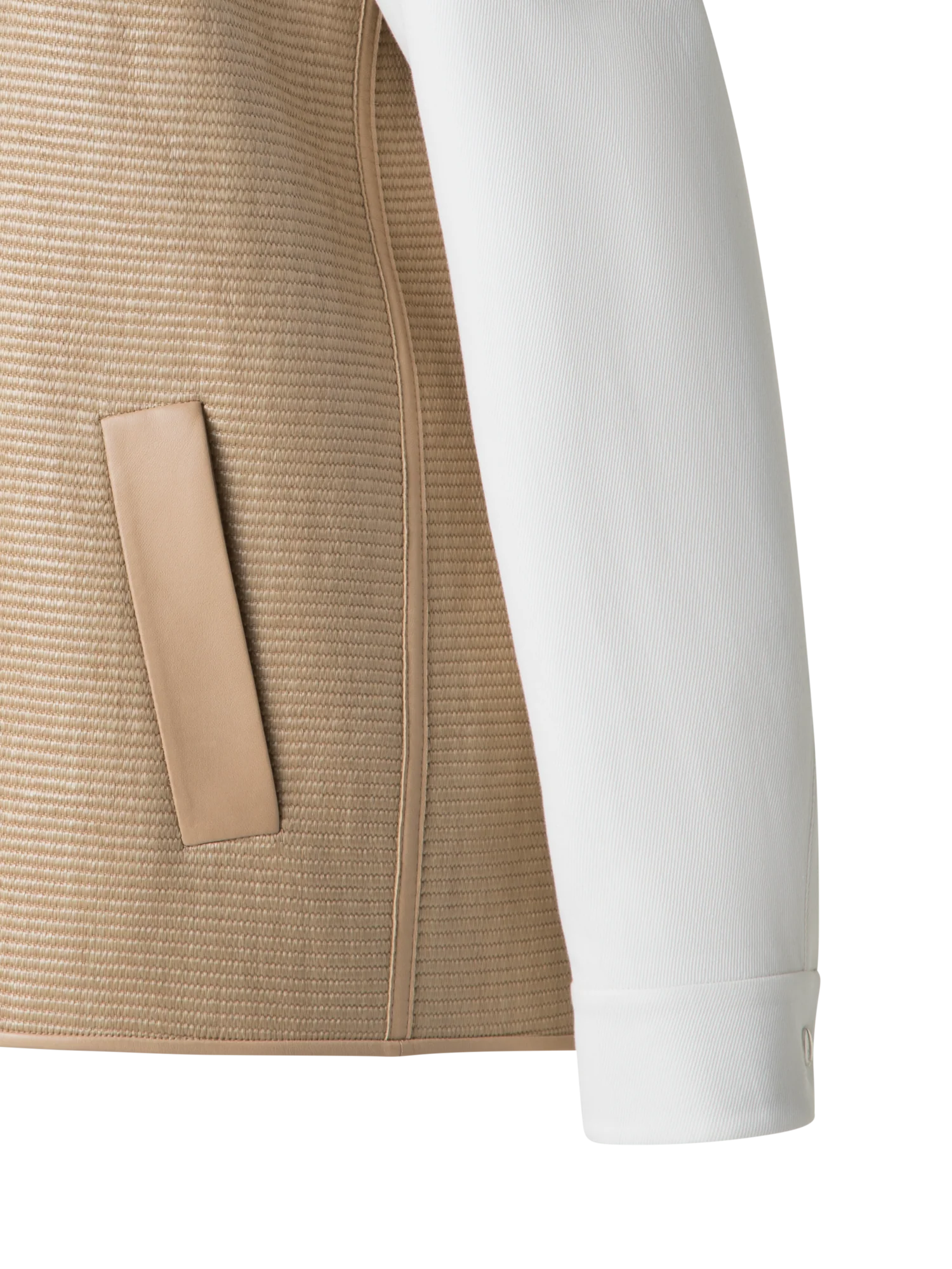 Varsity Jacket in Cotton Raffia and Leather - Image 5