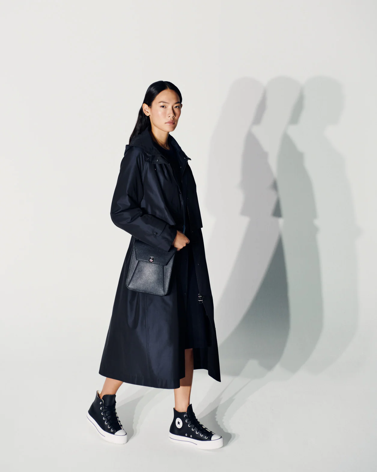 Water Repellent Long Silk Taffeta Coat - Image 2