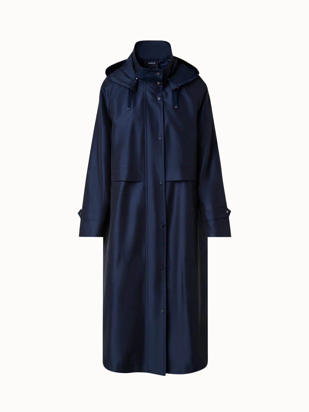 Water Repellent Long Silk Taffeta Coat - Image 4