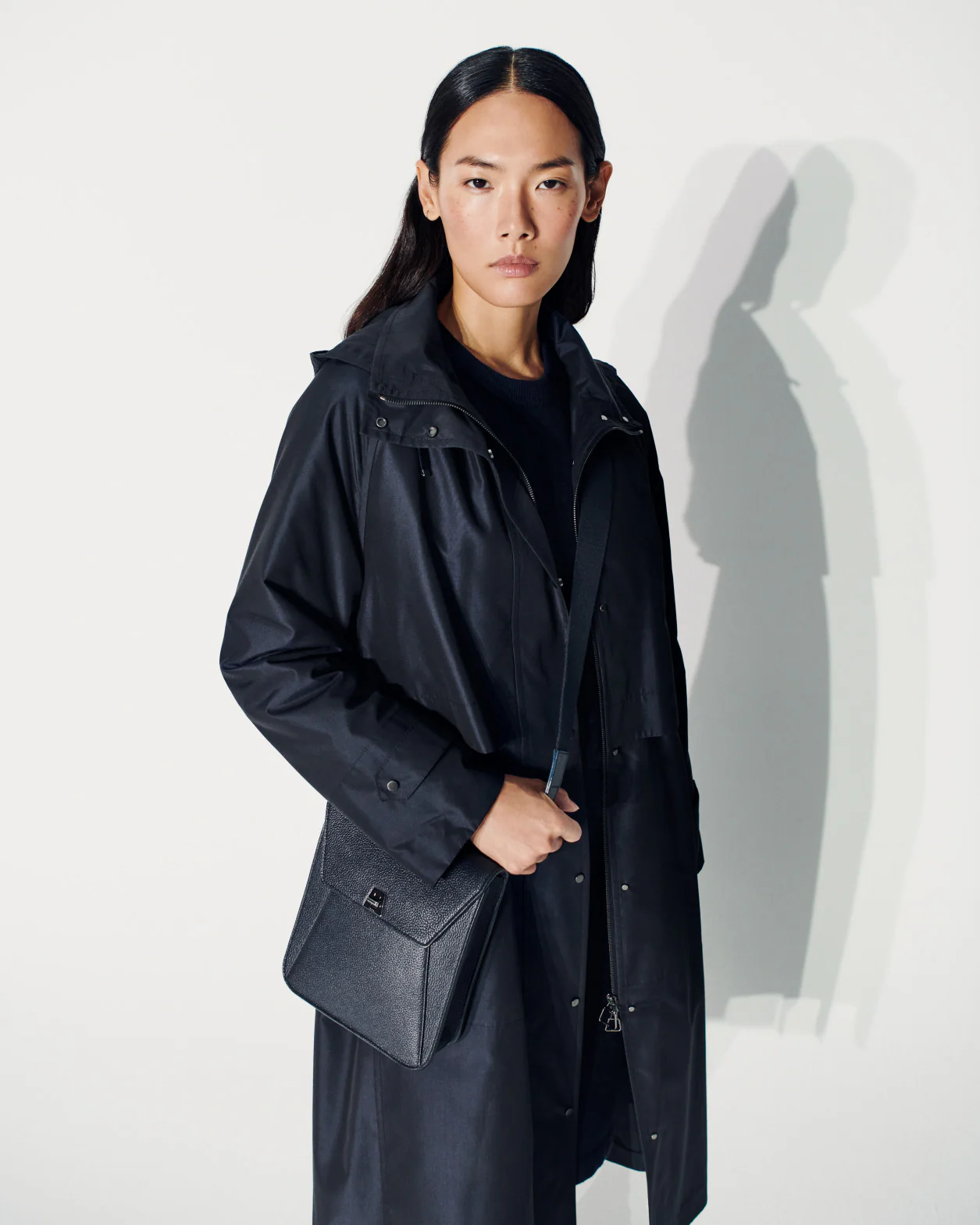 Water Repellent Long Silk Taffeta Coat - Image 5