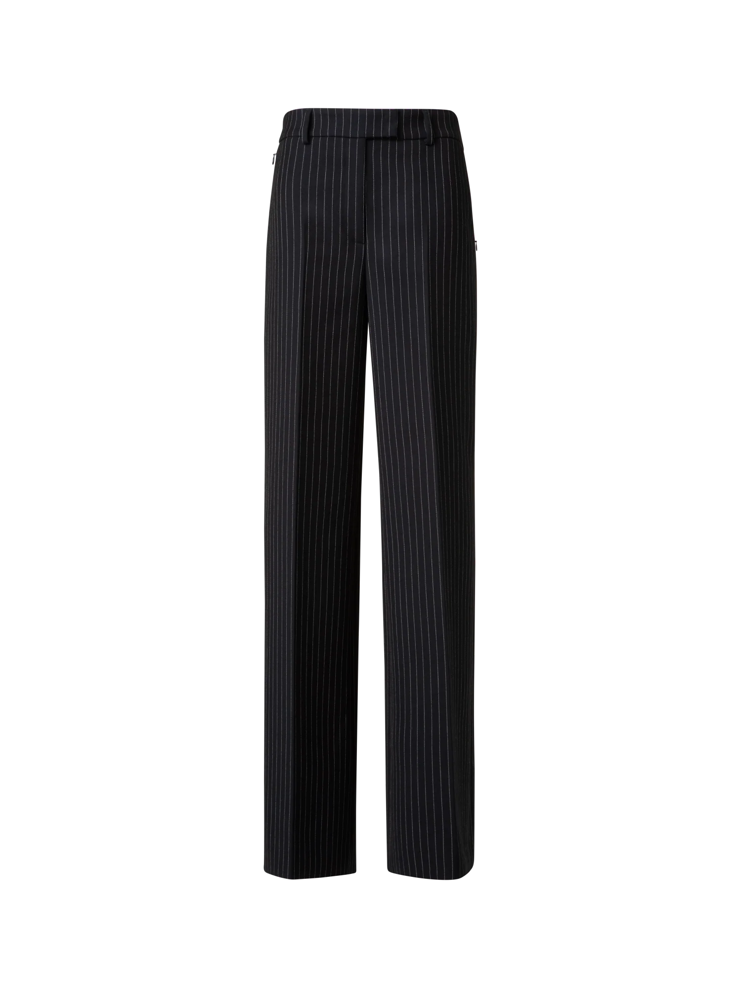 Wide Wool Double-Face Pants with Pinstripes