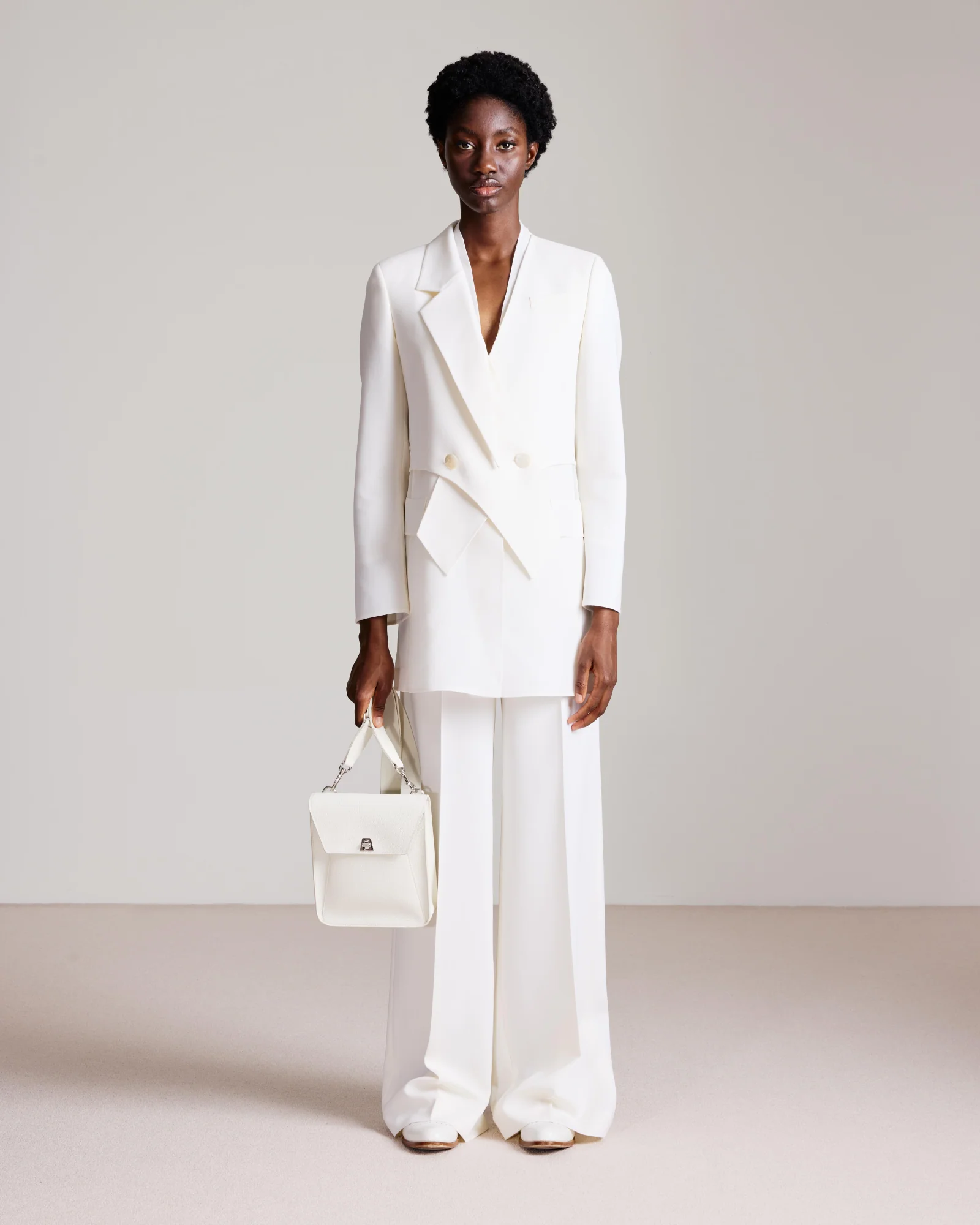 Wide Straight Wool Double-Face Pants - Image 2
