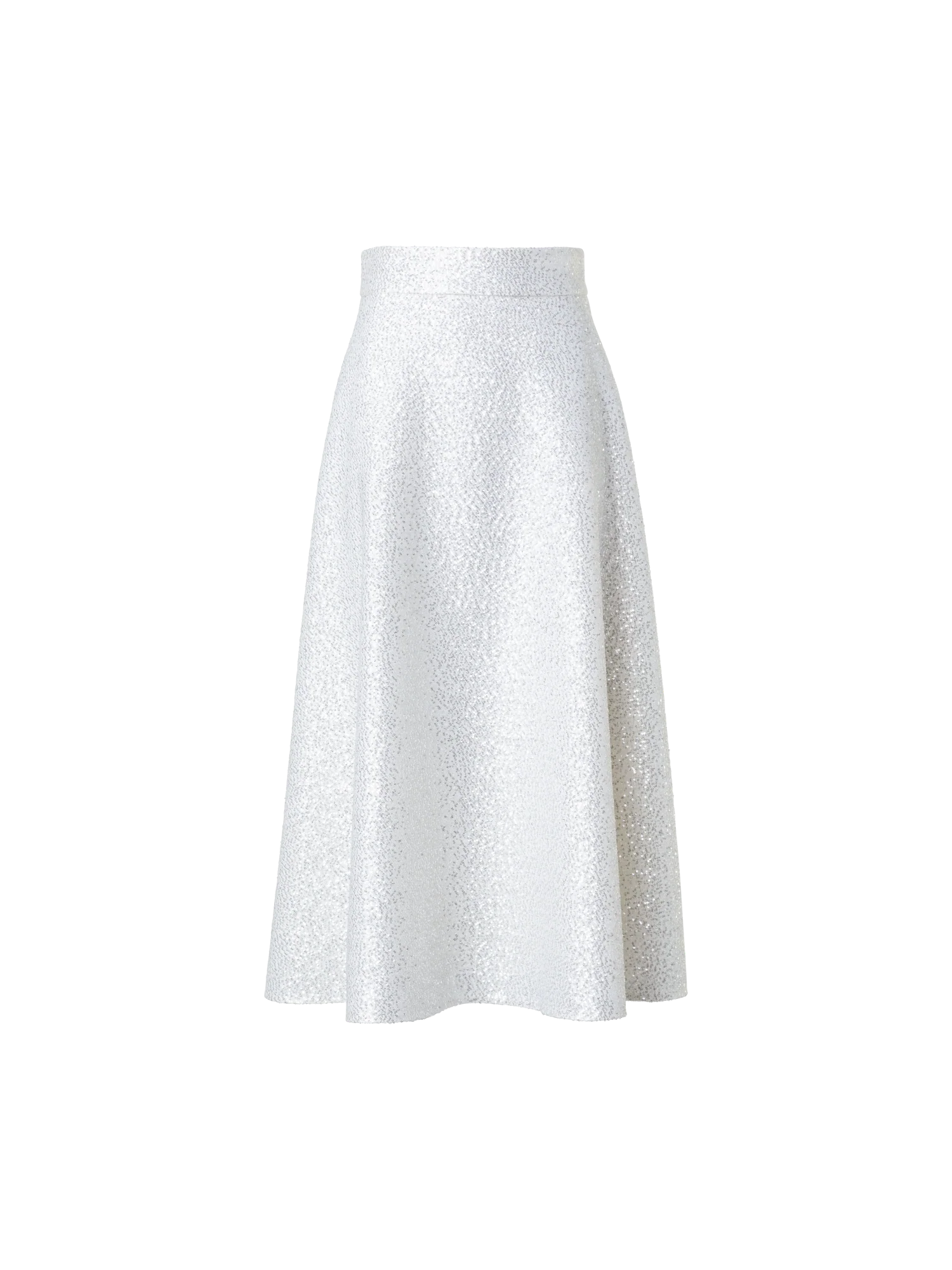 Wool Blend Sequins Flared Midi Skirt