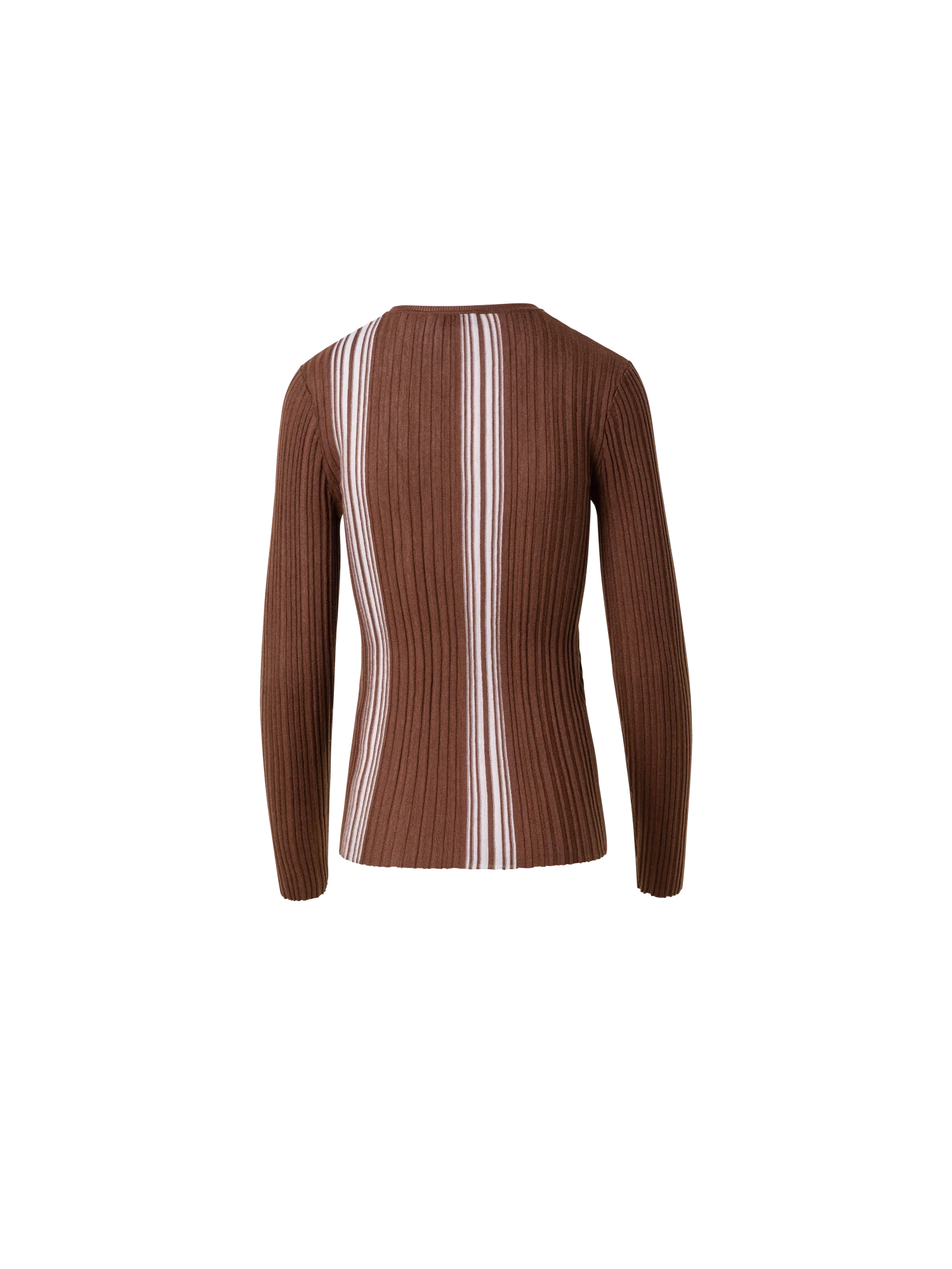 Wool Silk Ribbed Sweater with Irregular Stripes - Image 2