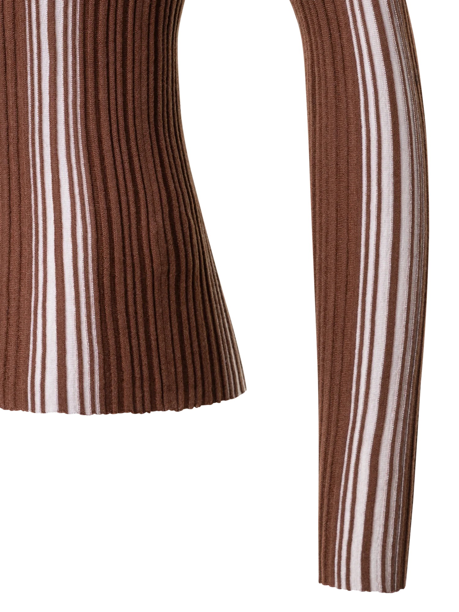 Wool Silk Ribbed Sweater with Irregular Stripes - Image 4